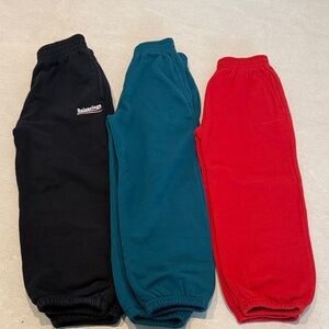 Balenciaga Kids Sweatpants Trio - Black, Teal, Red